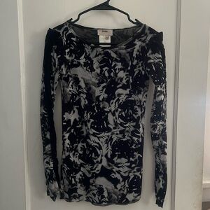 FUZZI / Jean Paul Gaultier Black and White Floral Long Sleeve Top